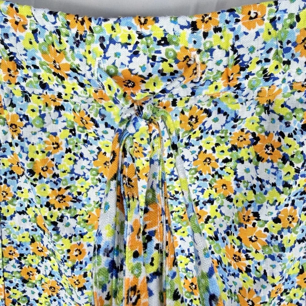 Land 'N Sea Women's SZ-L Orange Floral 55%Linen & Rayon Blend midi length skir‎